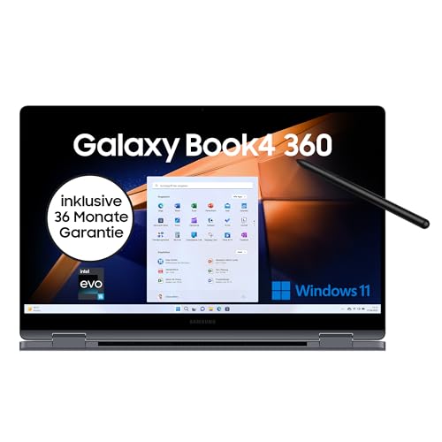 Samsung Galaxy Book4 360 Notebook, 15,6-Zoll-Display, Intel Core 5-Prozessor, 16 GB RAM, Laptop mit 256 GB Speicher, Gray, 3 Jahre Herstellergarantie [Exklusiv auf Amazon] von Samsung