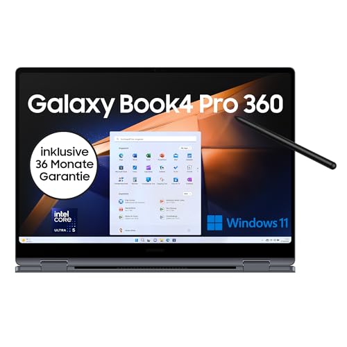 Samsung Galaxy Book4 Pro 360 Notebook, 16"-Laptop, Intel Core Ultra 5, 16 GB RAM, 512 GB, Moonstone Gray, 3 Jahre Herstellergarantie [Exklusiv auf Amazon] von Samsung