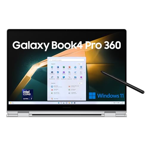 Samsung Galaxy Book4 Pro 360 inklusive S Pen, 16 Zoll-Notebook mit Touchscreen, Windows-Laptop, Intel Core Ultra 7, 16 GB RAM, 512 GB, Platinum Silver von Samsung