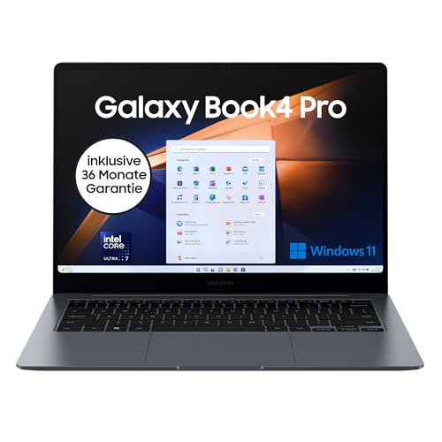 Samsung Galaxy Book4 Pro Notebook, 14"-Laptop, Intel Core Ultra 7, 16 GB RAM, 512 TB, Moonstone Gray, 3 Jahre Herstellergarantie [Exklusiv auf Amazon] von Samsung