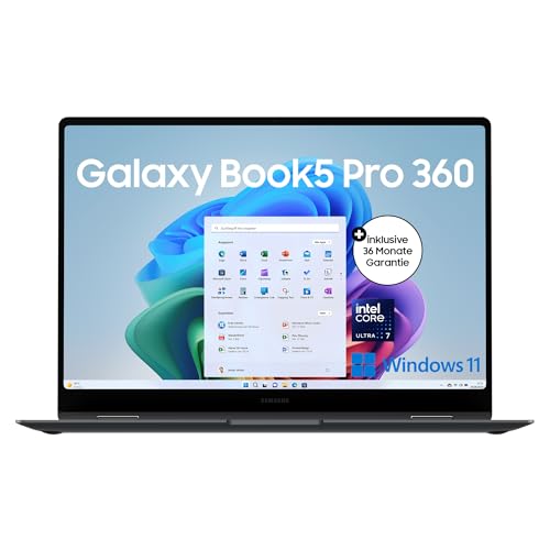 Samsung Galaxy Book5 Pro 360 2-in-1-Laptop, 16-Zoll-Display, Convertible AI-Notebook, Intel Core Ultra 7, 32 GB RAM, 1 TB Speicher, Copilot+ PC, Moonstone Gray, 3 Jahre Herstellergarantie Samsung Galaxy Book5 Pro 360 2-in-1-Laptop, 16-Zoll-Display, Convertible AI-Notebook, Intel Core Ultra 7, 32 GB RAM, 1 TB Speicher, Copilot+ PC, Moonstone Gray, 3 Jahre Herstellergarantie von Samsung