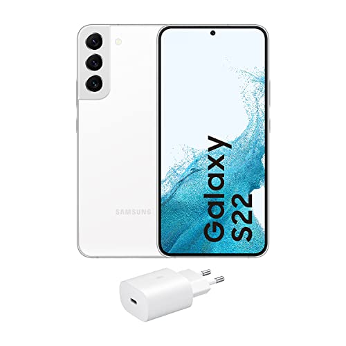 Samsung Galaxy S22 5G (128 GB) Phantom Weiß + Ladegerät - Handyfrei, Android Smartphone (spanische Version) von Samsung