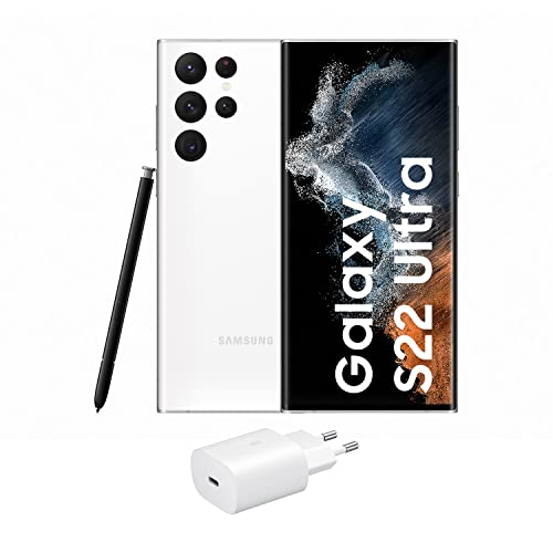Samsung Galaxy S22 Ultra 5G + Ladegerät - kostenloses Handy 128 GB Phantom Android Smartphone Weiß (spanische Version) von SAMSUNG