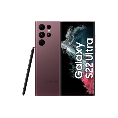 Samsung Galaxy S22 Ultra 5G Smartphone, 6.8 Zoll Dynamic AMOLED Display 2X, 120Hz, HDR10+, 108MP Kamera, 5.000 mAh Akku, Hybrid-SIM, Android 12 to 13 - Deutsche Version (128 GB, Burgundy) von Samsung