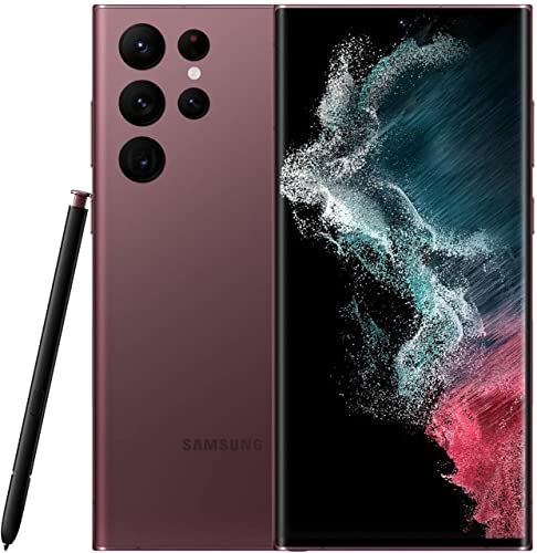 Samsung Galaxy S22 Ultra 5G Smartphone, 6.8 Zoll Dynamic AMOLED Display 2X, 120Hz, HDR10+, 108MP Kamera, 5.000 mAh Akku, Hybrid-SIM, Android 12 to 13 - Deutsche Version (256 GB, Burgundy) von Samsung
