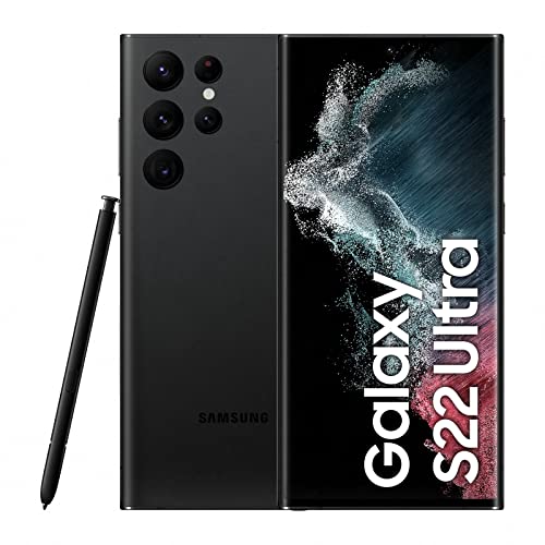 Samsung Galaxy S22 Ultra 5G Smartphone, 6.8 Zoll Dynamic AMOLED Display 2X, 120Hz, HDR10+, 108MP Kamera, 5.000 mAh Akku, Hybrid-SIM, Android 12 to 13 - Deutsche Version (256 GB, Schwarz) von Samsung