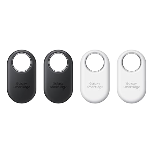 Samsung Galaxy SmartTag2 Bluetooth-Tracker, Kompassansicht, Suche in der Nähe, mit bis zu 500 Tage Laufzeit, wassergeschützt, Schwarz/Weiß (4 Stück) von Samsung