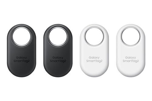 Samsung Galaxy SmartTag2 Bluetooth-Tracker, Kompassansicht, Suche in der Nähe, mit bis zu 500 Tage Laufzeit, wassergeschützt, Schwarz/Weiß (4 Stück) von Samsung