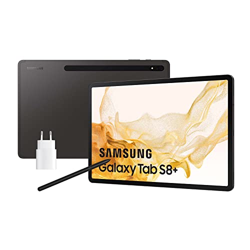 Samsung Galaxy Tab S8+ mit Ladegerät - 12,4 Zoll Android-Tablet, 128 GB, WLAN, Schwarz [Spanische Version] von Samsung