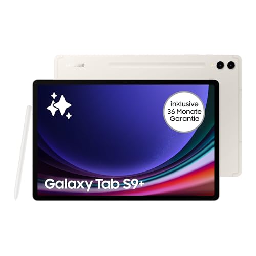 Samsung Galaxy Tab S9+ AI-Android-Tablet, 5G, 256 GB / 12 GB RAM, MicroSD-Kartenslot, Inkl. S Pen, Simlockfrei ohne Vertrag, Beige, Inkl. 36 Monate Herstellergarantie [Exklusiv bei Amazon] von Samsung