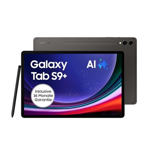 Samsung Galaxy Tab S9+ AI-Android-Tablet, Wi-Fi, 256 GB / 12 GB RAM, MicroSD-Kartenslot, Inkl. S Pen, Simlockfrei ohne Vertrag, Graphit, Inkl. 36 Monate Herstellergarantie [Exklusiv bei Amazon] von Samsung