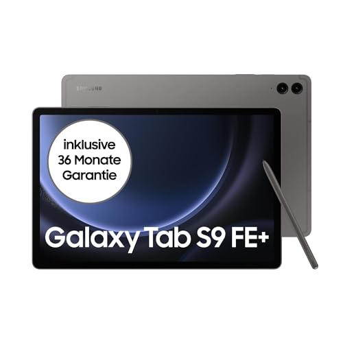 Samsung Galaxy Tab S9 FE+ Android-Tablet, 31,5 cm / 12,4 Zoll Display, 128 GB Speicher, Mit Stift (S Pen), Lange Akkulaufzeit, 5G, Grau, Inkl. 36 Monate Herstellergarantie [Exklusiv bei Amazon] von Samsung