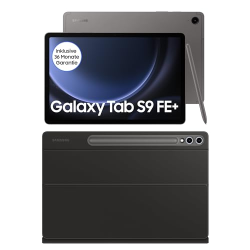 Samsung Galaxy Tab S9 FE+ Android-Tablet, 31,5 cm / 12,4 Zoll Display, 128 GB Speicher, Mit Stift (S Pen), Lange Akkulaufzeit, WiFi, Grau+Keyboard Cover, Black von Samsung