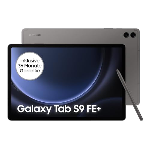 Samsung Galaxy Tab S9 FE+ Android-Tablet, 31,5 cm / 12,4 Zoll Display, 128 GB Speicher, Mit Stift (S Pen), Lange Akkulaufzeit, WiFi, Grau, Inkl. 36 Monate Herstellergarantie [Exklusiv bei Amazon] von Samsung