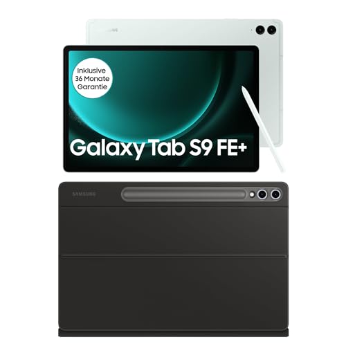 Samsung Galaxy Tab S9 FE+ Android-Tablet, 31,5 cm / 12,4 Zoll Display, 128 GB Speicher, Mit Stift (S Pen), Lange Akkulaufzeit, WiFi, Mint+Keyboard Cover, Black von Samsung
