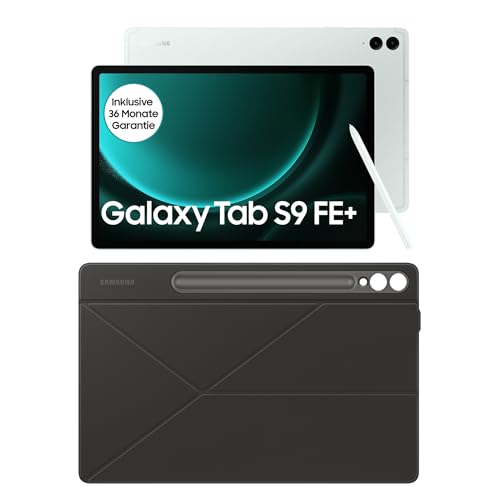 Samsung Galaxy Tab S9 FE+ Android-Tablet, 31,5 cm / 12,4 Zoll Display, 128 GB Speicher, Mit Stift (S Pen), Lange Akkulaufzeit, WiFi, Mint+Smart Book Cover, Black von Samsung