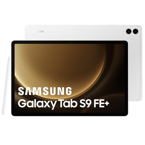 Samsung Galaxy Tab S9 FE+ Tablet, 30,8 cm (12,4 Zoll) WLAN 256 GB, S Pen inklusive, Akku mit Langer Lebensdauer, IP 68 Zertifizierung, Silber, FR-Version von Samsung