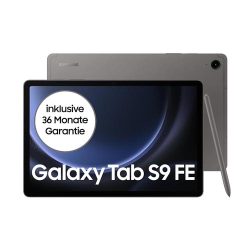 Samsung Galaxy Tab S9 FE Android-Tablet, 27,7 cm / 10,9 Zoll Display, 128 GB Speicher, Mit Stift (S Pen), Lange Akkulaufzeit, 5G, Grau, Inkl. 36 Monate Herstellergarantie [Exklusiv bei Amazon] von Samsung