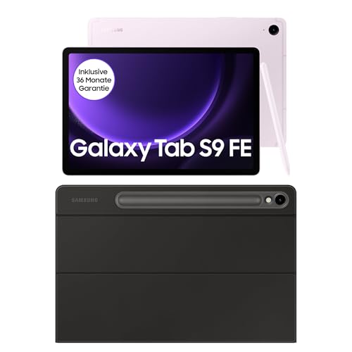 Samsung Galaxy Tab S9 FE Android-Tablet, 27,7 cm / 10,9 Zoll Display, 128 GB Speicher, Mit Stift (S Pen), Lange Akkulaufzeit, WiFi, Lavendel+Keyboard Cover Slim, Black von Samsung