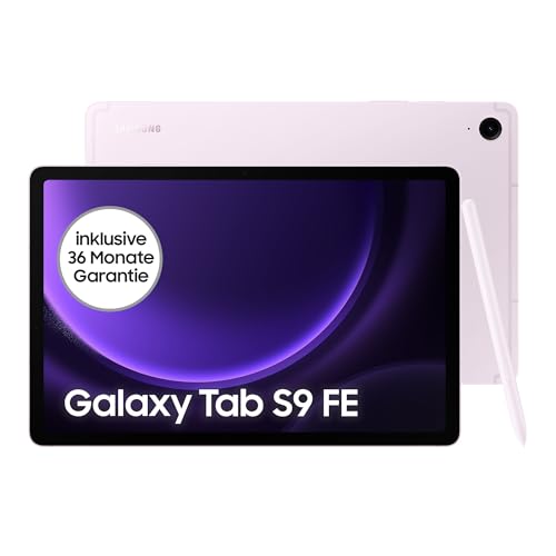 Samsung Galaxy Tab S9 FE Android-Tablet, 27,7 cm / 10,9 Zoll Display, 128 GB Speicher, Mit Stift (S Pen), Lange Akkulaufzeit, WiFi, Lavendel, Inkl. 36 Monate Herstellergarantie [Exklusiv bei Amazon] von Samsung