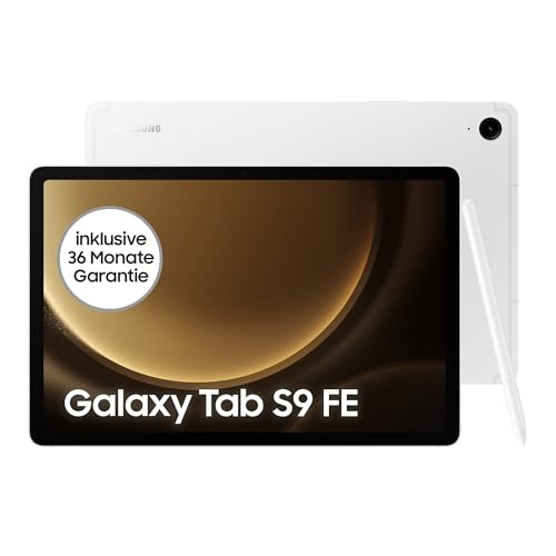 Samsung Galaxy Tab S9 FE Android-Tablet, 27,7 cm / 10,9 Zoll Display, 128 GB Speicher, Mit Stift (S Pen), Lange Akkulaufzeit, WiFi, Silber, Inkl. 36 Monate Herstellergarantie [Exklusiv bei Amazon] von Samsung