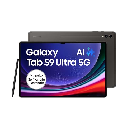 Samsung Galaxy Tab S9 Ultra Android-Tablet, 5G, 1 TB / 16 GB RAM, MicroSD-Kartenslot, Inkl. S Pen, Simlockfrei ohne Vertrag, Graphit, Inkl. 36 Monate Herstellergarantie von Samsung