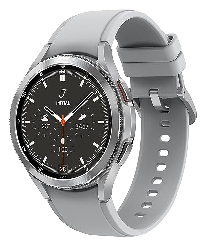 Samsung Galaxy Watch4 Classic, Runde Bluetooth Smartwatch, Wear OS, drehbare Lünette, Fitnessuhr, Fitness-Tracker, 46 mm, Silver (Deutche Version) von Samsung