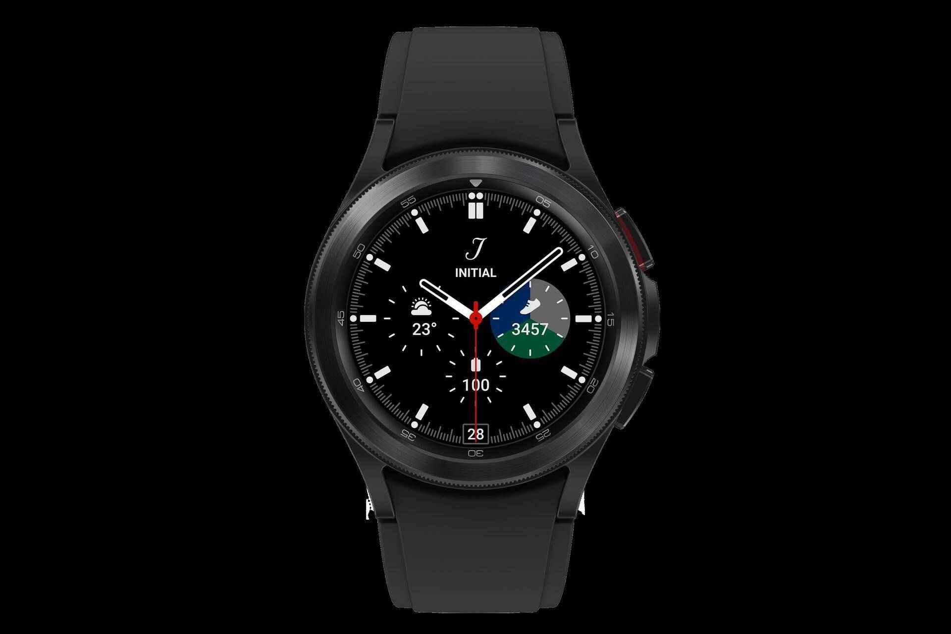 Samsung Galaxy Watch4 Classic - 42 mm - schwarz - intelligente Uhr mit Ridge Sport Band - Flouroelastomer - schwarz - Anzeige 3.04 cm (1.2) - 16 GB - 7.6 GB - NFC, Wi-Fi, Bluetooth - 4G - 46.5 g - Sonderposten von Samsung