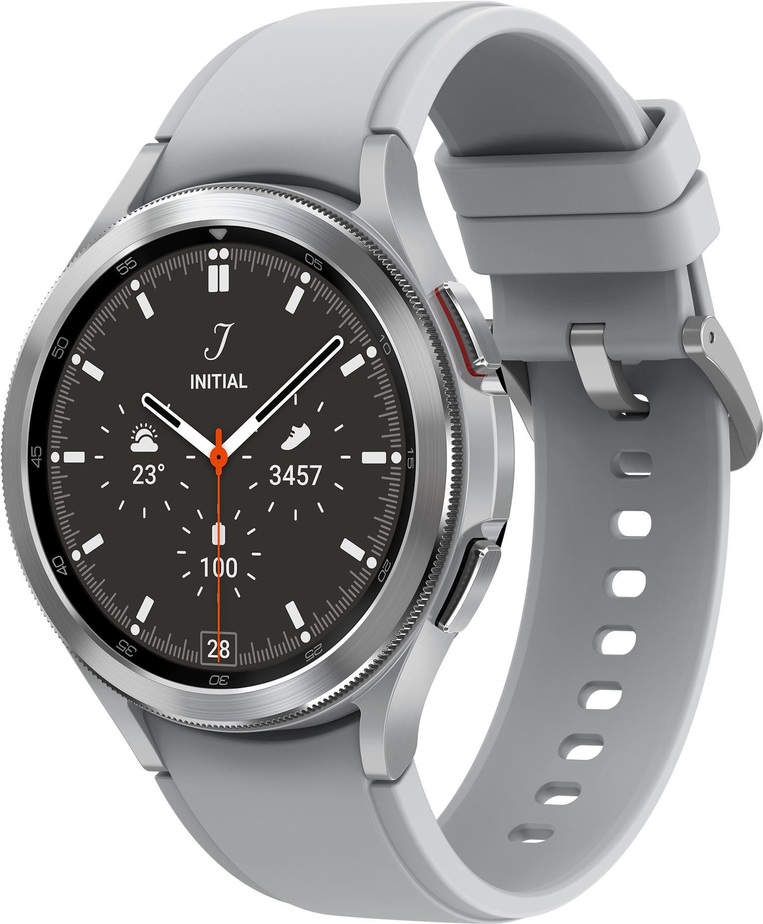 Samsung Galaxy Watch4 Classic - 46 mm - silber - intelligente Uhr mit Ridge Sport Band - Flouroelastomer - Silber - Anzeige 3.46 cm (1.4) - 16 GB - 7.6 GB - NFC, Wi-Fi, Bluetooth - 4G - 52 g von Samsung