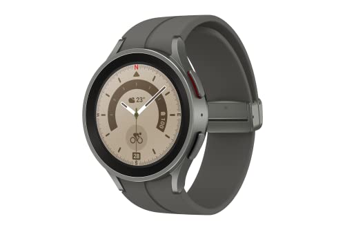Samsung Galaxy Watch5 Pro, Runde Bluetooth Smartwatch, Wear OS, Outdoor-Fitnessuhr, Fitness-Tracker, 45 mm, Titanium Samsung Galaxy Watch5 Pro, Runde Bluetooth Smartwatch, Wear OS, Outdoor-Fitnessuhr, Fitness-Tracker, 45 mm, Titanium von Samsung