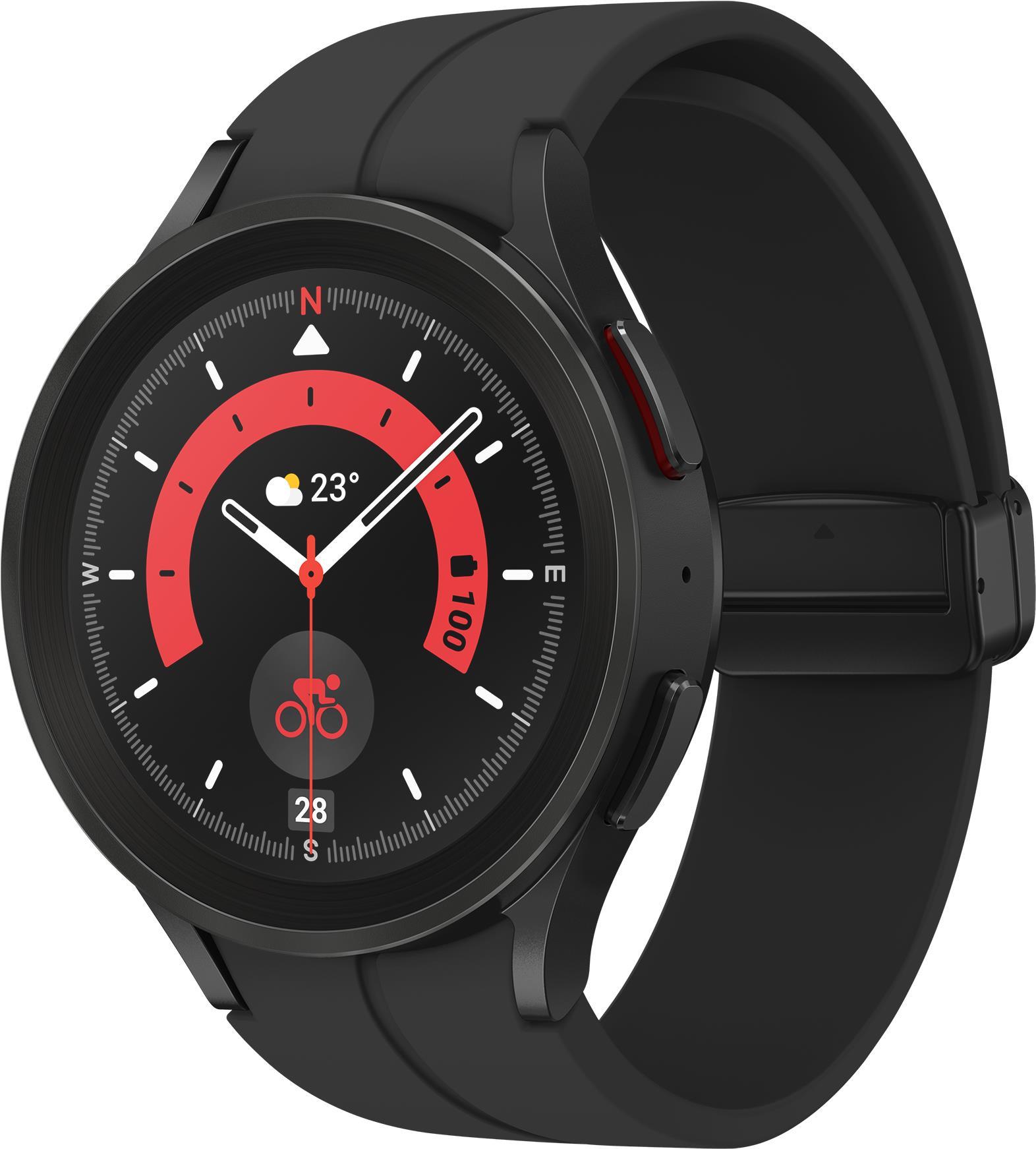 Samsung Galaxy Watch5 Pro - 45 mm - Black Titanium - intelligente Uhr mit Sportband - Anzeige 3.46 cm (1.4) - 16 GB - LTE, NFC, Wi-Fi, Bluetooth - 4G - 46.5 g von Samsung