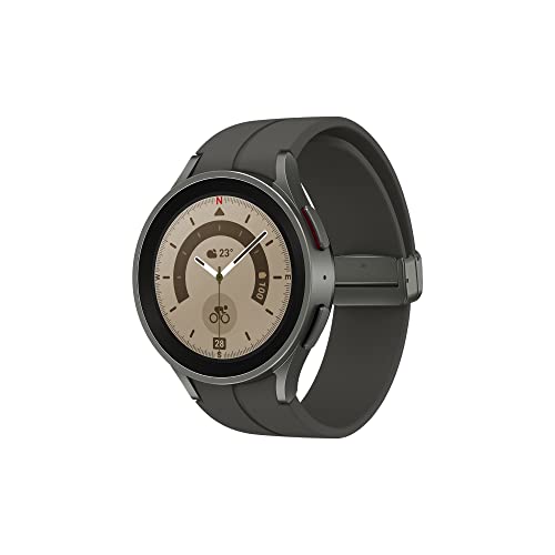 Samsung Galaxy Watch5 Pro Smartwatch, Gesundheits-Tracker, Sportuhr, Lange Akkulaufzeit, Bluetooth, 45 mm, Titanium, 1 Jahr Verlängerung [Ausgeschlossen von Amazon] – Version FR von Samsung