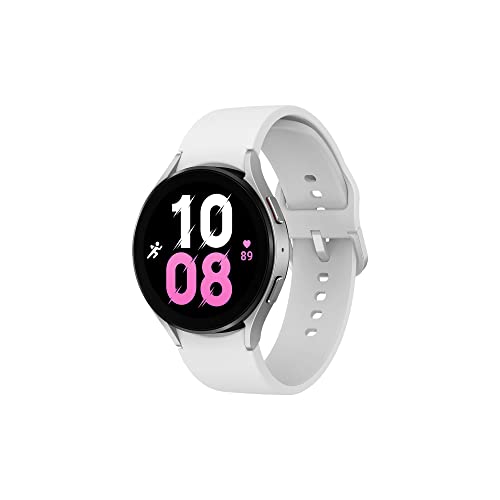 Samsung Galaxy Watch5 Smartwatch, Gesundheitsüberwachung, Sportuhr, Lange Akkulaufzeit, Bluetooth, 44 mm, Silber, 1 Jahr Garantie [Amazon ausgeschlossen] – Version FR von Samsung