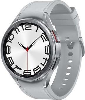 Samsung Galaxy Watch6 Classic - 47 mm - intelligente Uhr mit Band - Hybrid-Eco-Leder - Silber - Bandgröße: M/L - Anzeige 3,73 cm (1,5) - 16GB - LTE, NFC, Wi-Fi, Bluetooth - 4G - 59 g - Silber (SM-R965FZSAEUE) - Sonderposten von Samsung