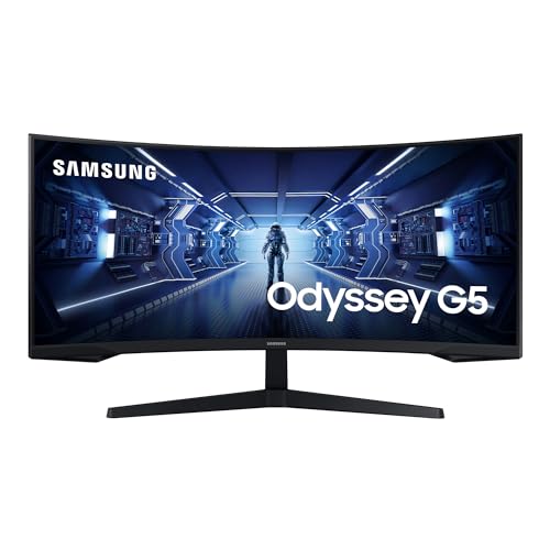 Samsung Gaming Monitor G5 C34G55TWWP, 34 Zoll, VA-Panel, UWQHD-Auflösung, AMD FreeSync Premium, Krümmung 1000R, Bildwiederholrate 165 Hz, Reaktionszeit 1 ms (MPRT), schwarz von Samsung