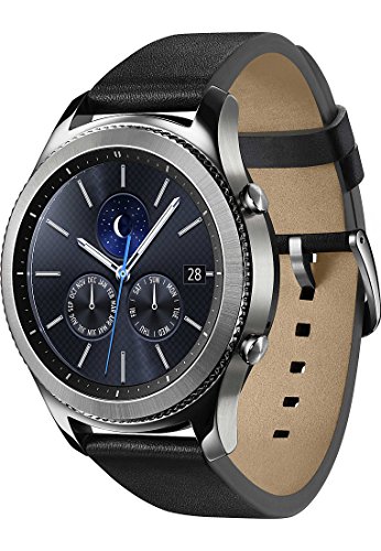 Samsung Gear S3 classic (3,3 cm (1,3 Zoll) Display, NFC, Bluetooth, WLAN, Tizen OS), mit Echtleder-Armband von Samsung