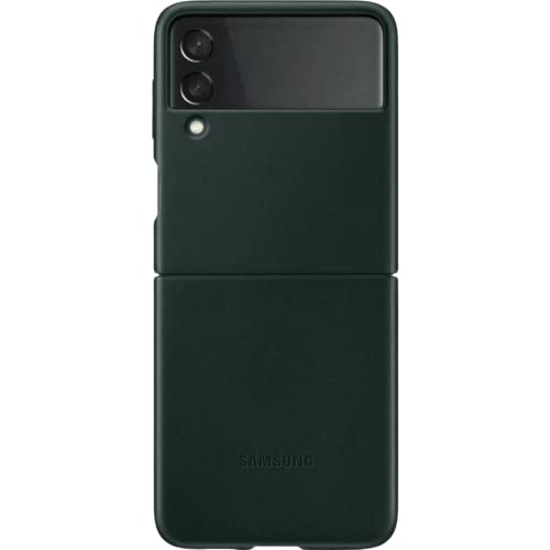 Samsung Leather Cover Smartphone Cover EF-VF711 für das Galaxy Z Flip3 5G, Handy-Hülle, echtes Leder, Schutz Case, stoßfest, premium, Grün von Samsung