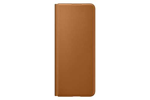 Samsung Leather Flip Cover Smartphone Cover EF-FF926 für das Galaxy Z Fold3 5G, Handy-Hülle, extra-dünn, stoßfest, Schutz Case, Braun von Samsung
