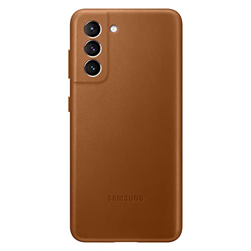 Samsung Leather Smartphone Cover EF-VG991 für Galaxy S21 5G Handy-Hülle, echtes Leder, Schutz Case, stoßfest, premium, Braun von Samsung