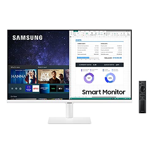 Samsung M5 Smart Monitor S32AM501NU, 32 Zoll, VA-Panel, Bildschirm mit Lautsprechern, FHD-Auflösung, Bildwiederholrate 60 Hz, Randlos, Smart TV Apps mit Fernbedienung, Auto Source Switch Plus, Weiß von Samsung