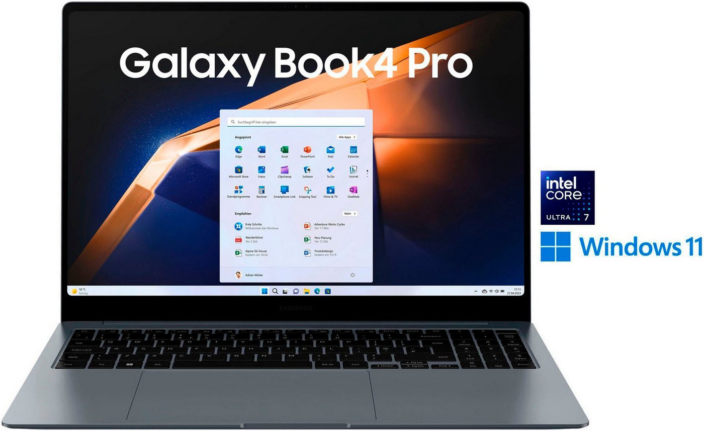 Samsung NP960X Galaxy Book4 Pro 16'' Notebook (40,6 cm/16 Zoll, Intel Core Ultra 7, 512 GB SSD, Intel Core Ultra 7 Prozessor, 16 GB + 512 GB) von Samsung