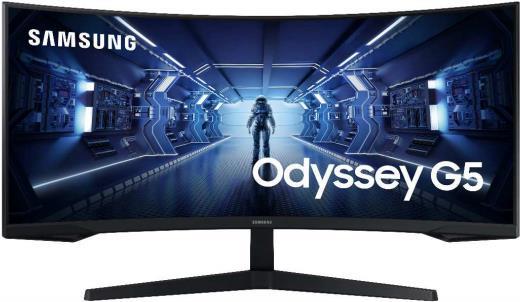 Samsung Odyssey G5 C34G55TWWU - G55T Series - LED-Monitor - gebogen - 86 cm (34) - 3440 x 1440 Ultra WQHD @ 165 Hz - VA - 250 cd/m² - 2500:1 - 1 ms - HDMI, DisplayPort - Schwarz von Samsung