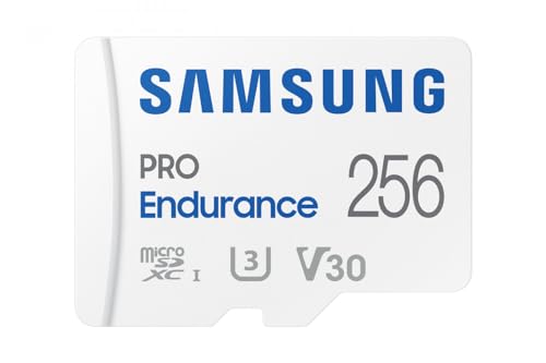 Samsung PRO Endurance microSD-Karte + SD-Adapter, 256 GB, Für Videoüberwachungssysteme, Dashcams und Bodycams,UHS-I U3, Full HD & 4K UHD, 100 MB/s Lesen, 40 MB/s Schreiben, MB-MJ256KA/EU von Samsung