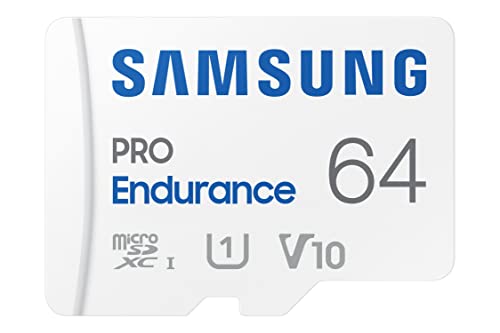 Samsung PRO Endurance microSD-Karte + SD-Adapter, 64 GB, Für Videoüberwachungssysteme, Dashcams und Bodycams,UHS-I U3, Full HD & 4K UHD, 100 MB/s Lesen, 40 MB/s Schreiben, MB-MJ64KA/EU von Samsung
