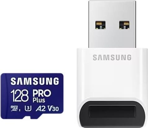 Samsung PRO Plus MB-MD128SB - Flash-Speicherkarte - 128 GB - A2 / Video Class V30 / UHS-I U3 / Class10 - microSDXC UHS-I - Blau Samsung PRO Plus MB-MD128SB - Flash-Speicherkarte - 128 GB - A2 / Video Class V30 / UHS-I U3 / Class10 - microSDXC UHS-I - Blau von Samsung