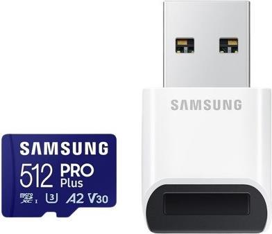 Samsung PRO Plus MB-MD512SB - Flash-Speicherkarte - 512 GB - A2 / Video Class V30 / UHS-I U3 / Class10 - microSDXC UHS-I - Blau von Samsung