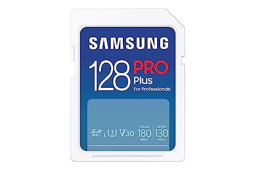 Samsung PRO Plus SD-Karte, 128 GB, UHS-I U3, Full HD & 4K UHD, 180 MB/s Lesen, 130 MB/s Schreiben, Speicherkarte für Spiegelreflexkameras und Systemkameras , MB-SD128S/EU von Samsung
