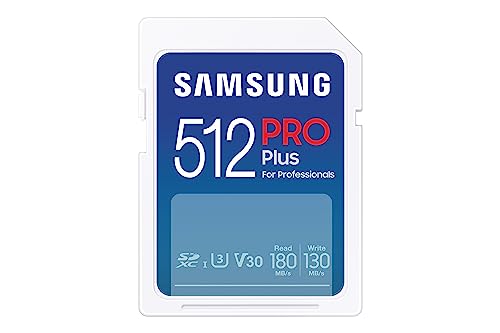 Samsung PRO Plus SD-Karte, 512 GB, UHS-I U3, Full HD & 4K UHD, 180 MB/s Lesen, 130 MB/s Schreiben, Speicherkarte für Spiegelreflexkameras und Systemkameras , MB-SD512S/EU von Samsung