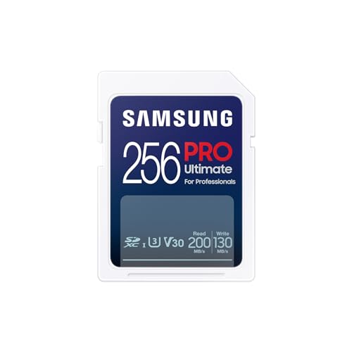 Samsung PRO Ultimate SD-Karte, 256 GB, UHS-I U3, Full HD & 4K UHD, 200 MB/s Lesen, 130 MB/s Schreiben, Speicherkarte für Kamera, PC, Drohne oder Action-Cam, Inkl. USB-Kartenleser, MB-SY256SB/WW von Samsung