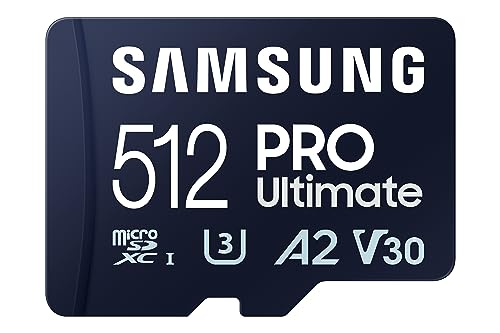 Samsung PRO Ultimate microSD-Karte + SD-Adapter, 512 GB, Für Smartphones, Drohne und Action-Cam , UHS-I U3, 200 MB/s Lesen, 130 MB/s Schreiben,‎ MB-MY512SA/WW von Samsung